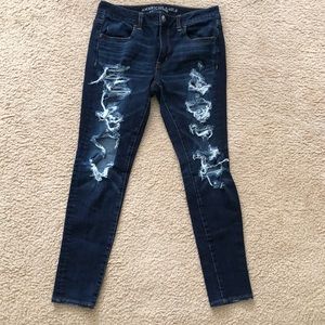 American Eagle Jegging Distressed Dark Wash 360 Super Stretch Jeans
